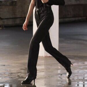 NWT ZARA HIGH RISE BOOTCUT ZW COLLECTION JEANS SIZE 27 (US 4) | GRAY/BLACK